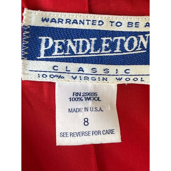 Pendleton Womens  Classic Solid Red Blazer Jacket 100% Wool USA Vtg Sz 8 -‎ READ - Picture 7 of 10
